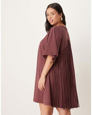 ASOS Asos design curve – schwingendes t-shirt-minikleid - Rot