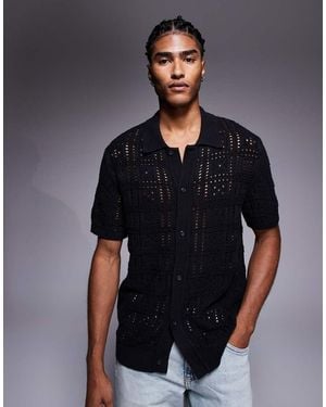 River Island Knitted Crochet Shirt - Black