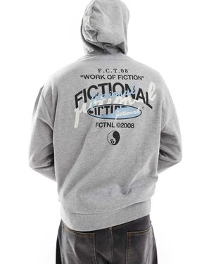 ASOS Felpa Oversize Mélange Con Cappuccio E Stampa Sul Retro - Grigio