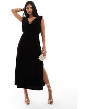 Jarlo Vestito Midi Con Scollo A V - Nero