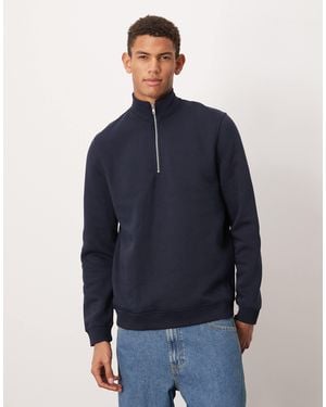ASOS Essential Quarter Zip Sweatshirt - Blue