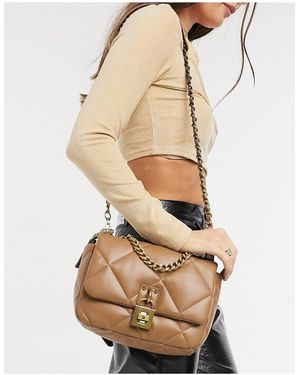 Steve Madden Terra Quilted Cross Body Bag With Chain - Natural