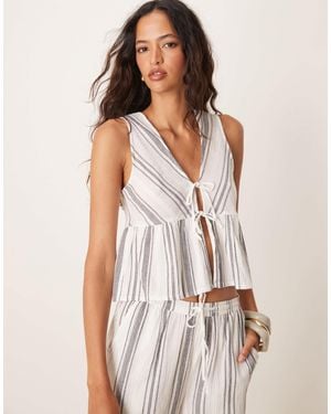 Iisla & Bird Stripe Beach Waist Coat Co-ord - White