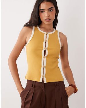 Vila – strick-tanktop - Braun