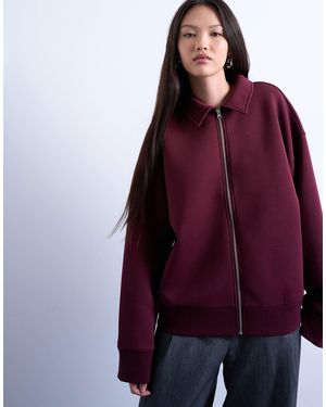 TOPSHOP Oversized Scuba-style Fabric Zip Through Jacket - Purple