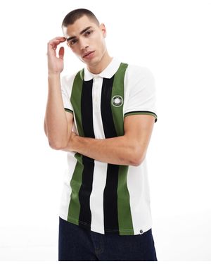 Pretty Green Live Forever Engineered Striped Polo - Green