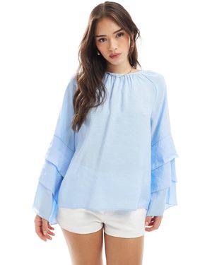 ASOS Top doux à manches évasées - Bleu