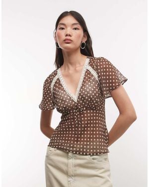 Reclaimed Vintage Chiffon Tea Top - Multicolour