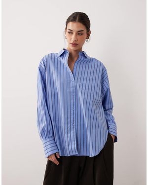 JJXX Jamie Oversized Poplin Stripe Shirt - Blue