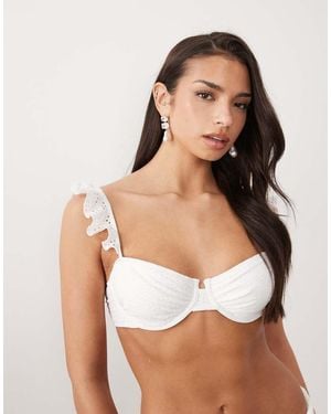 South Beach Broderie Underwire Bikini Top - Brown