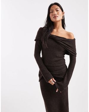 4th + Reckless Petite – schulterfreier strickpullover - Schwarz