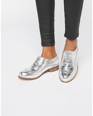 London Rebel Silver Brogues - Metallic