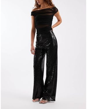 ONLY High Waist Pull On Sequin Pants - Black
