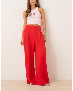 Nobody's Child Wide Leg Linen Pallazzo Trouser - Red