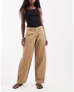 JJXX High Waisted Barrel Fit Trousers - Natural