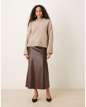 Jdy Faux Leather Midaxi Skirt - Natural