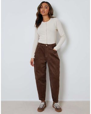 Threadbare Corduroy Barrel Leg Trouser - Brown
