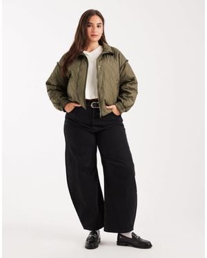 ONLY Cropped Quilted Bomber Jacket - Green