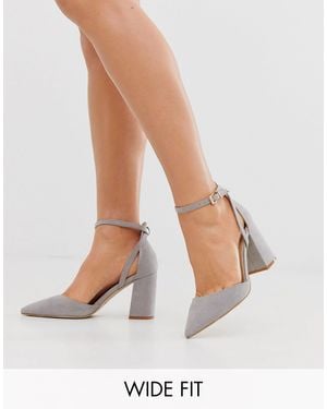 Raid Wide Fit Katy Light Block Heeled Shoes - Grey