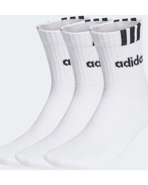 adidas Originals Confezione Da 3 Paia Di Calzini Alla Caviglia Imbottiti Bianchi E Neri Con 3 Strisce - Bianco