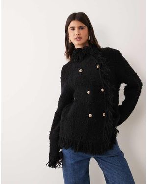 ASOS Cardigan Testurizzato Con Frange Doppiopetto - Nero