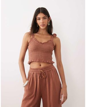 Iisla & Bird Tie Detailing Crop Top - Brown