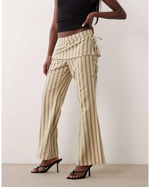Lioness Alpine Skirt Tie Detail Flared Trousers - Natural