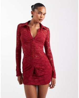 Wanderdoll – lacie – langärmlige hemdbluse aus spitze - Rot