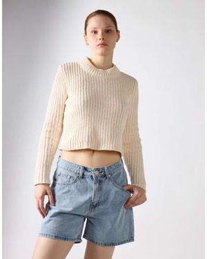 Glamorous High Waist Rigid Denim Short - Blue