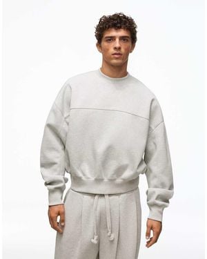 Bershka Boxy Crew Neck Sweatshirt - Grey