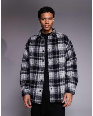 ASOS Brushed Check Overshirt - Grey