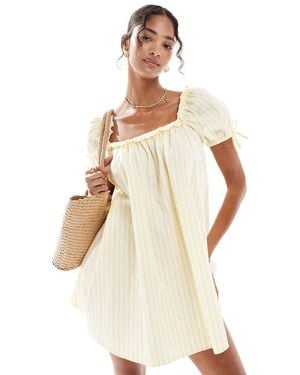 New Look Stripe Square Neck Poplin Mini Dress - White