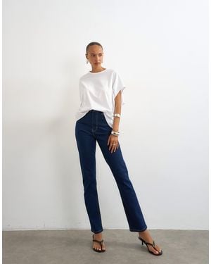 TOPSHOP Dree High Rise Slim Straight Leg Jeans - White