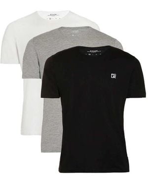 French Connection 3 Pack Cotton Crew Neck Short Sleeve Fcuk T-Shirts - Black