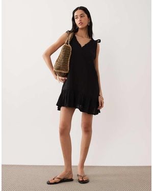 esmé studios Tie Strap Mini Beach Dress - Black