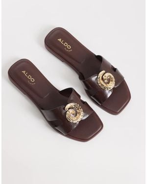 ALDO Khali Flat Sandals With Embellishment - Brown