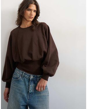 TOPSHOP Getailleerde Sweater Met Raglanmouwen En Rimpeleffect - Bruin
