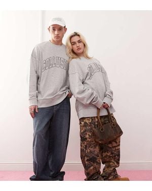 Collusion Oversized Lightweight Varsity Sweatshirt - Grey