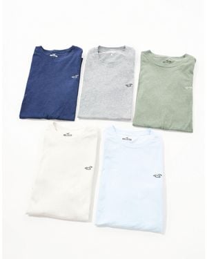Hollister 5 Pack Icon T-shirt Set - Blue