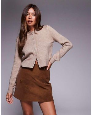 ASOS Faux Suede Stud Detail Mini Skirt - Brown