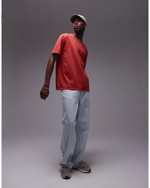 TOPMAN T-Shirt Oversize Slavato Con Cuciture A Vista - Grigio