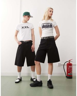 Weekday Pantalones Cortos Vaqueros Negros Holgados Astro De - Blanco