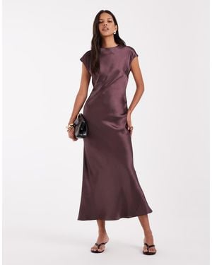 ASOS Satin Column Maxi Dress With Cap Sleeves - Red