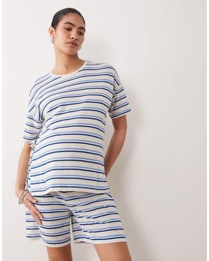Mama.licious Mamalicious Maternity Textured Jersey Oversized T-shirt Co-ord - Blue