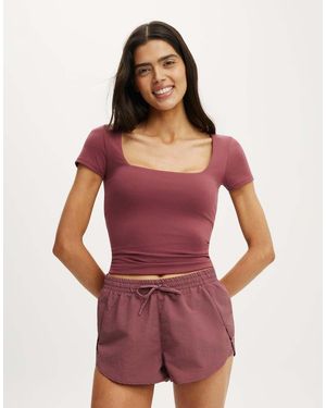 Cotton On Ultra Soft Square Neck Fitted Tshirt - Red