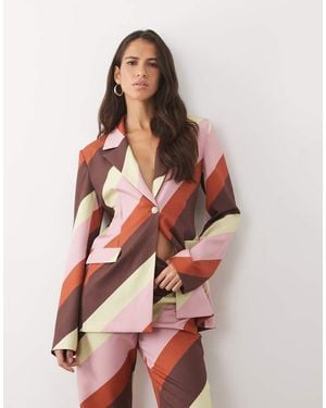 ASOS Blazer Sartoriale Coordinato A Righe Larghe - Rosso
