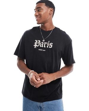 ADPT Oversized Paris Print T-Shirt - Black