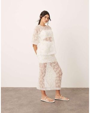 ARRANGE 3d Daisy Sheer Column Maxi Skirt Co-ord - Natural