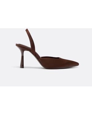 Stradivarius Satin Effect Stiletto Heel Shoes - White