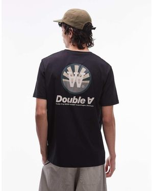 DOUBLE A by WOOD WOOD Camiseta Negra Con Estampado De Dos Soles Ace De - Azul